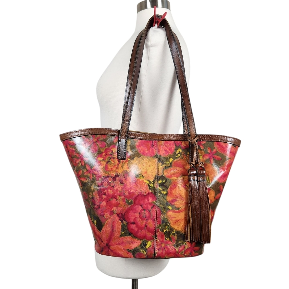 Patricia Nash Marconia Floral Oil Painting Leather Tote Shoulder Hand Bag Purse